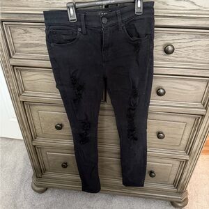 Express High Rise Black Ultra Distressed Jeans Size 0